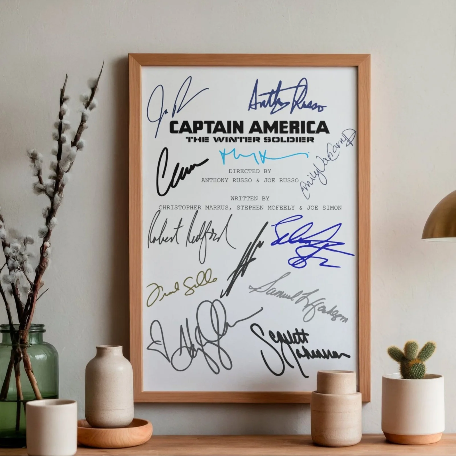 Captain America The Winter Soldier Inspired Poster A4 Pre-Printed Autograph Gift, image 2