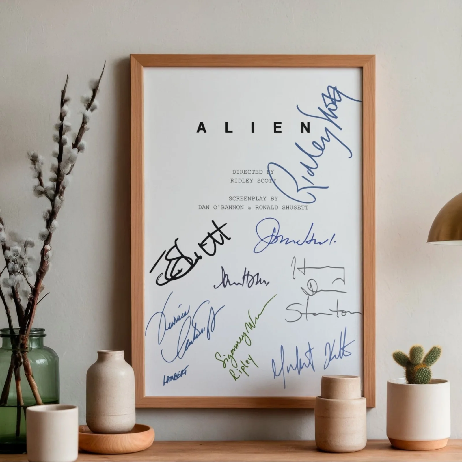 Alien Inspired Poster A4 Pre-Printed Autograph Script Style Horror Wall Art Gift, image 2