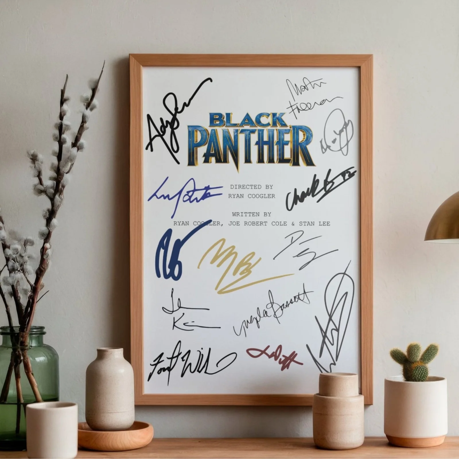 Black Panther Inspired Poster A4 Pre-Printed Autograph Script Style Hero Gift, image 2