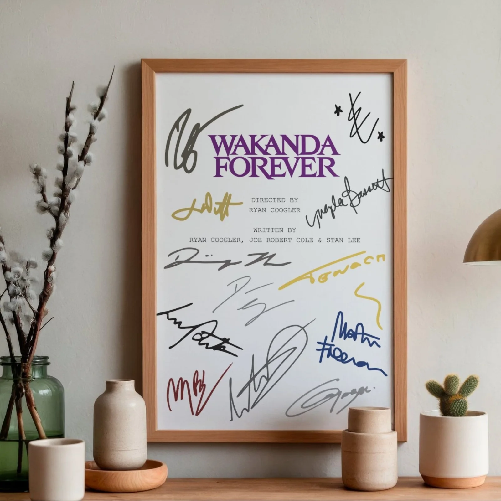 Black Panther Wakanda Forever Inspired Poster A4 Pre-Printed Autograph Wall Art, изображение 2
