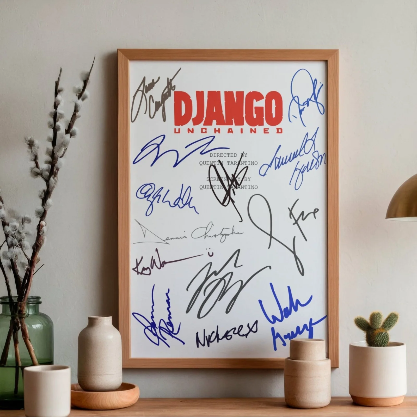 Django Unchained Inspired Poster A4 Pre-Printed Autograph Script Style Wall Art, image 2