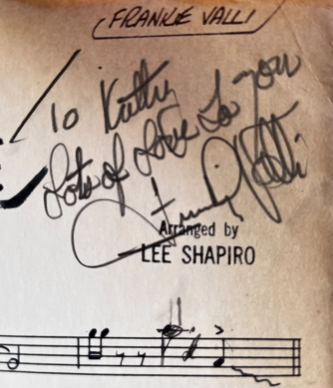Frankie Valli Signed AFM Studio Session Chart “Over Me” Four Seasons RARE, image 2