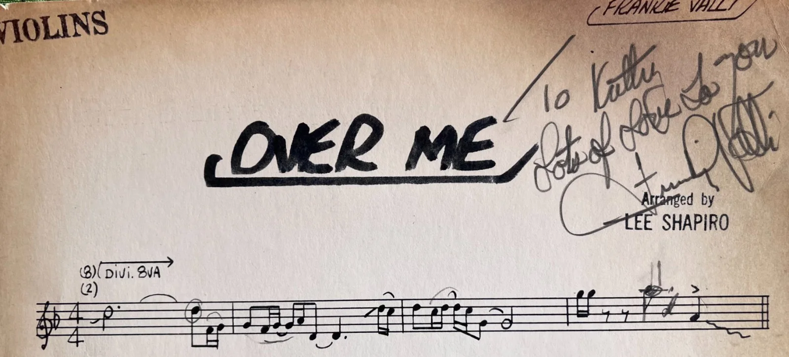 Frankie Valli Signed AFM Studio Session Chart “Over Me” Four Seasons RARE, image 4