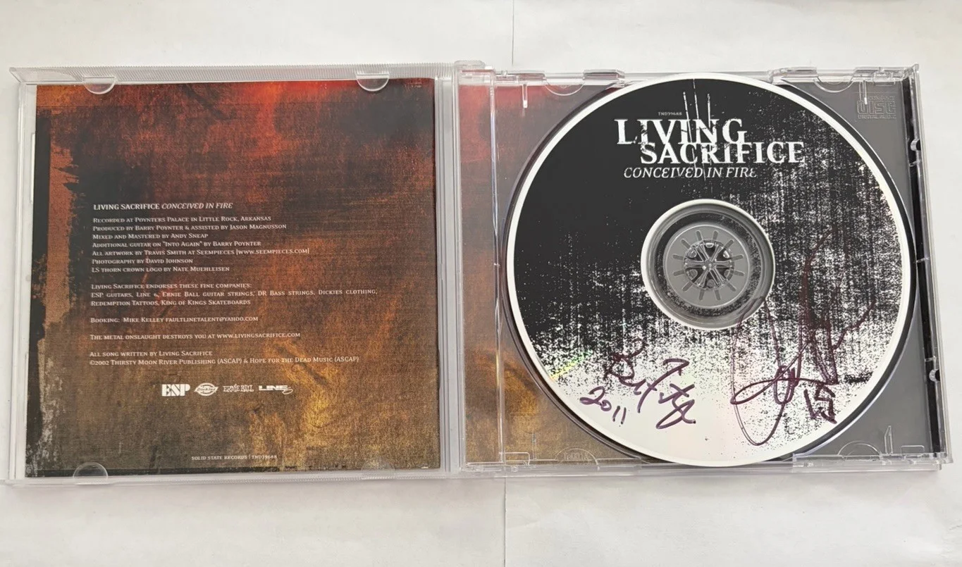 Living Sacrifice Conceived In Fire 2002 CD Signed Autographed Solid State VG, image 4