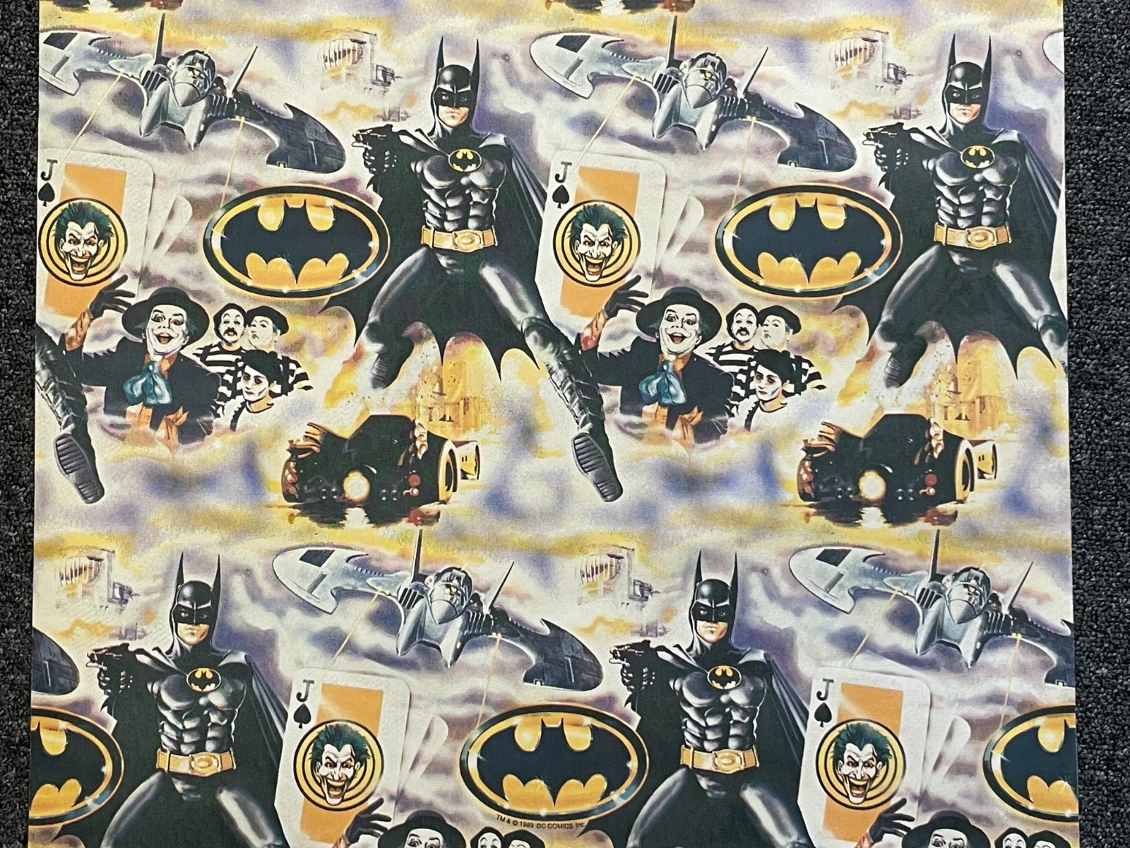 Vintage 1989 Batman Movie, 1989 Sheet Of Wallpaper Keaton, Nicholson, изображение 2