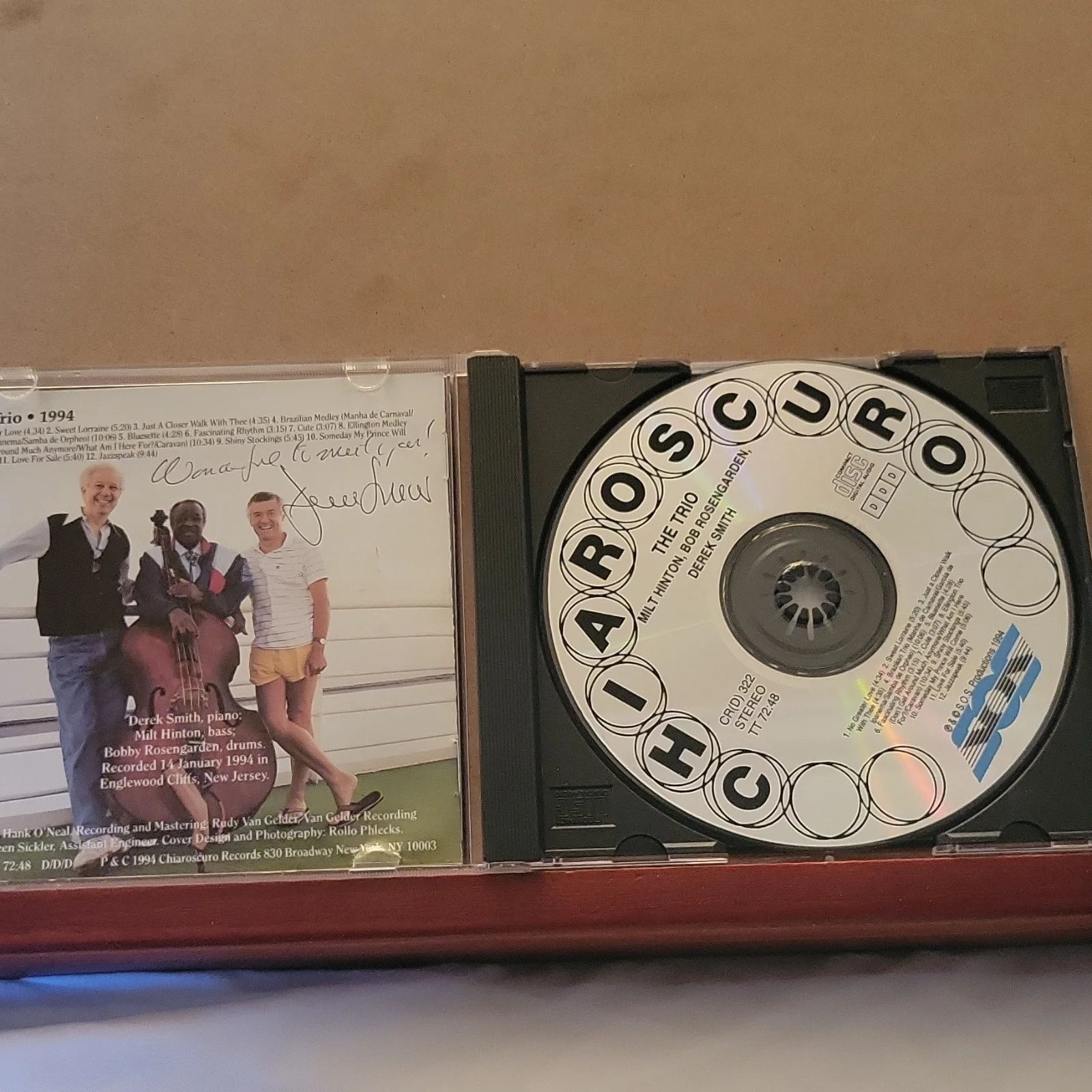 Bobby Rosengarden Milt Hinton Derek Smith Signed CD The Trio autographed, image 3