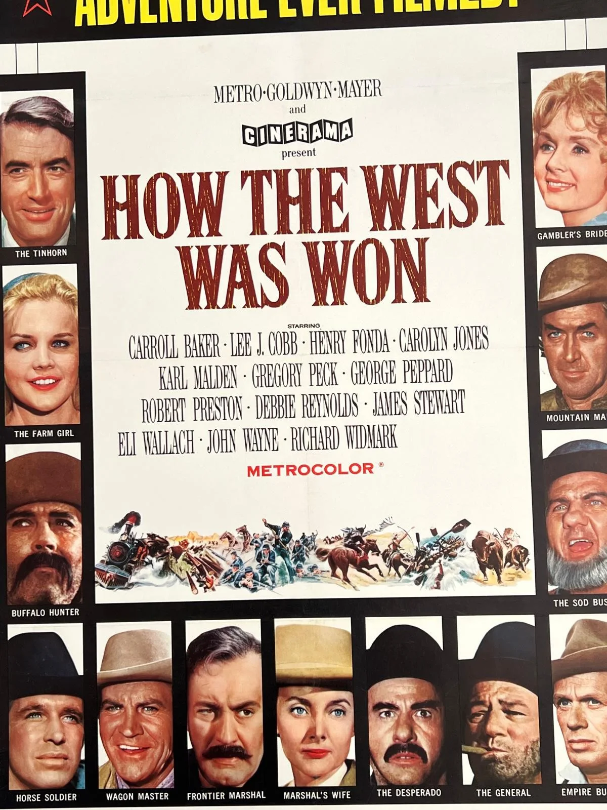 How The West Was Won Original US 1 Sheet 1964 LINEN BACKED 27X41" James Stewart, изображение 2