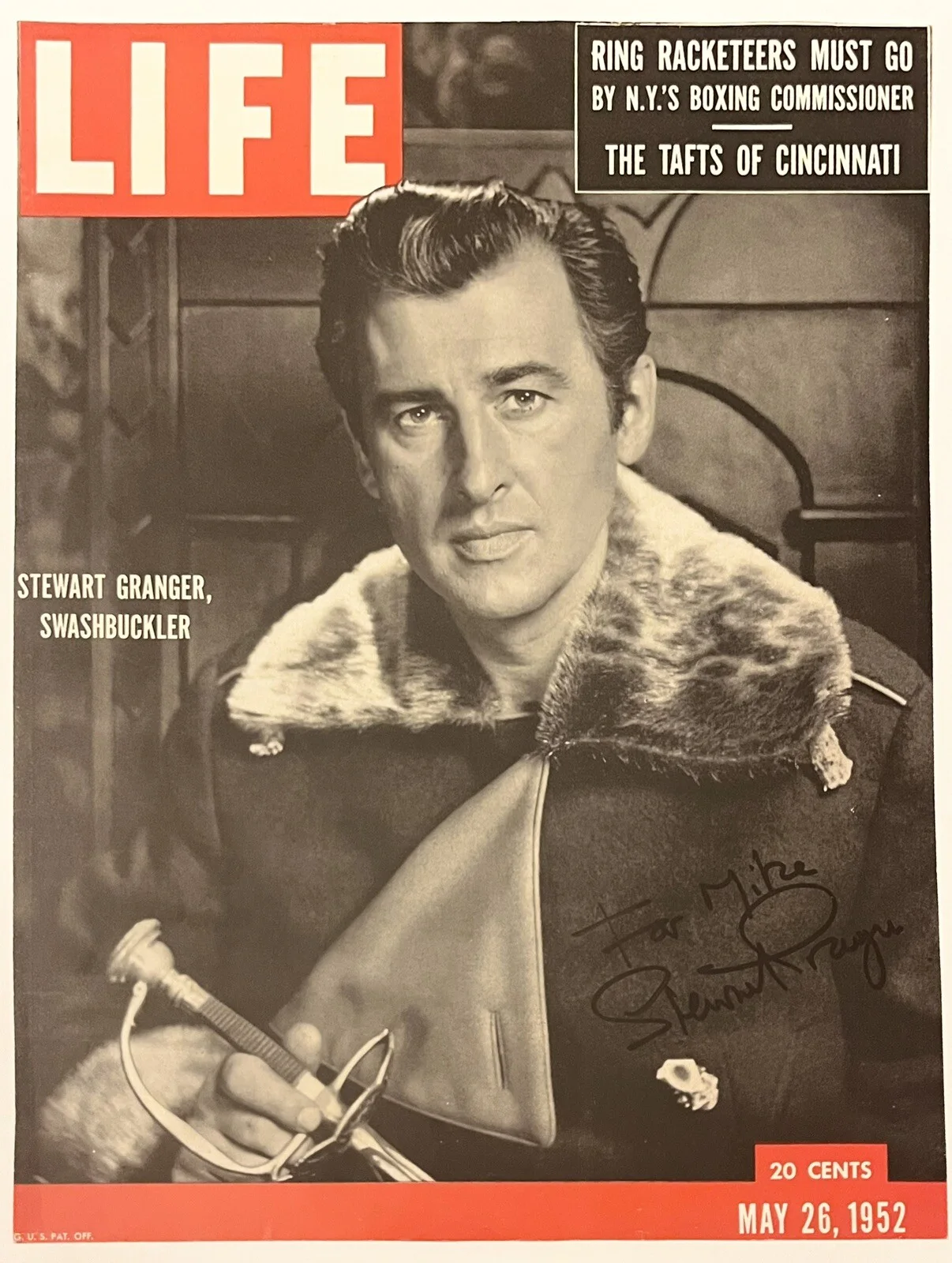 Stewart Granger — Stewart Granger Signed 1952 Life Magazine Cover Actor Autographed Scaramouche