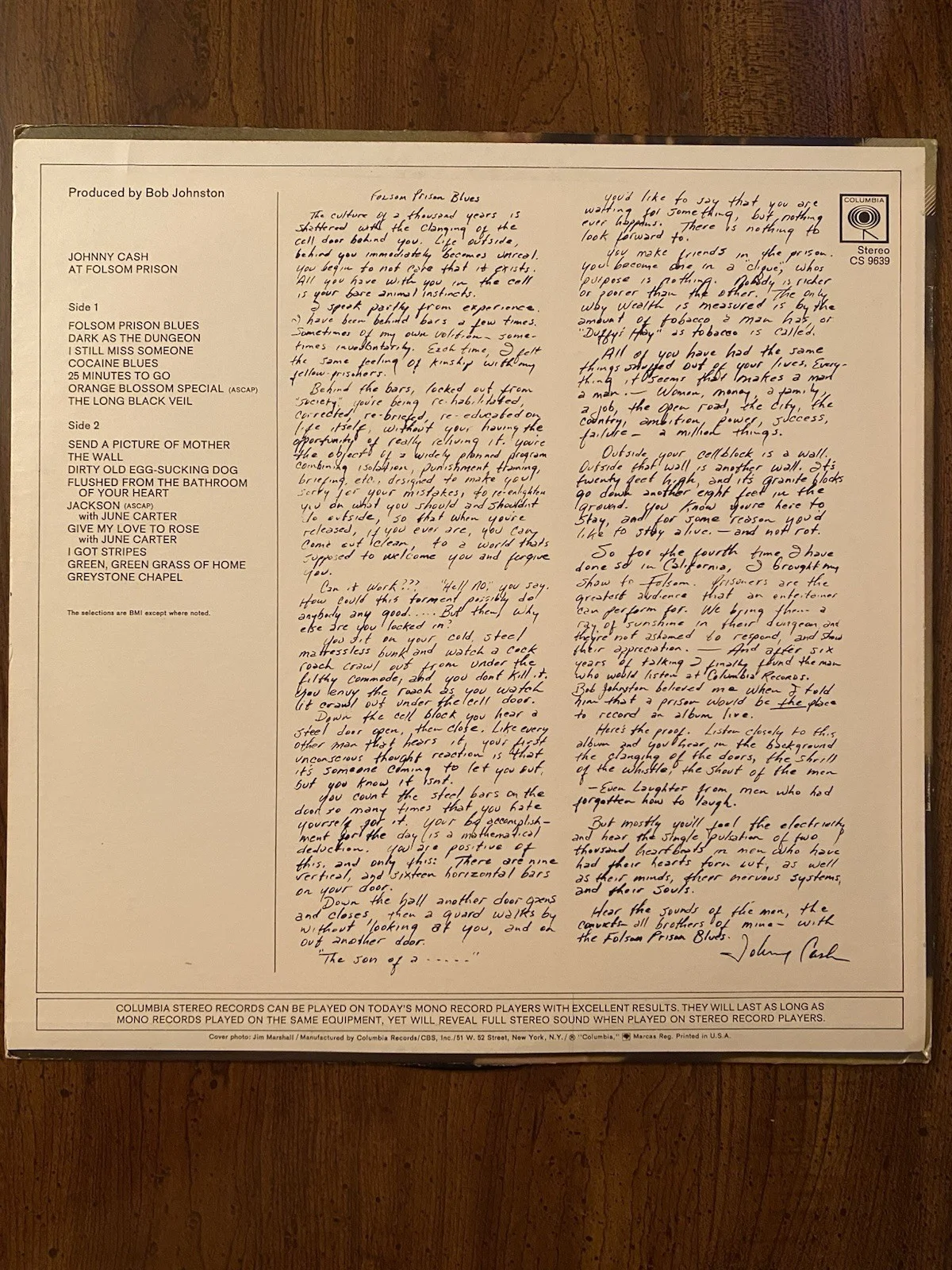 Johnny Cash At Folsom Prison Signed Autographed Record Album With COA RARE, изображение 5