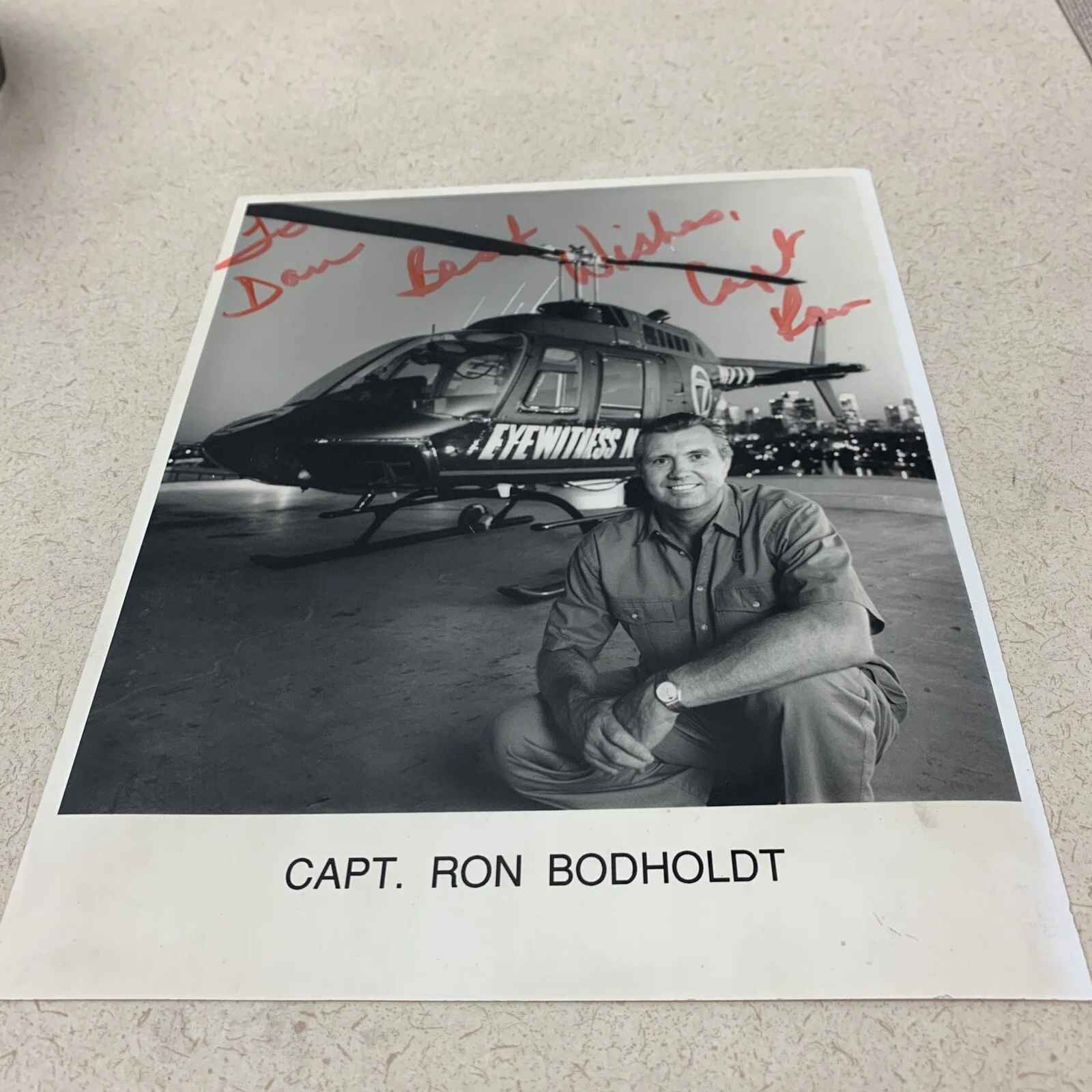 Capt. Ron Bodholdt — Vintage ABC Channel 7 Eyewitness News Captain Ron Bodholdt Autographed To Don