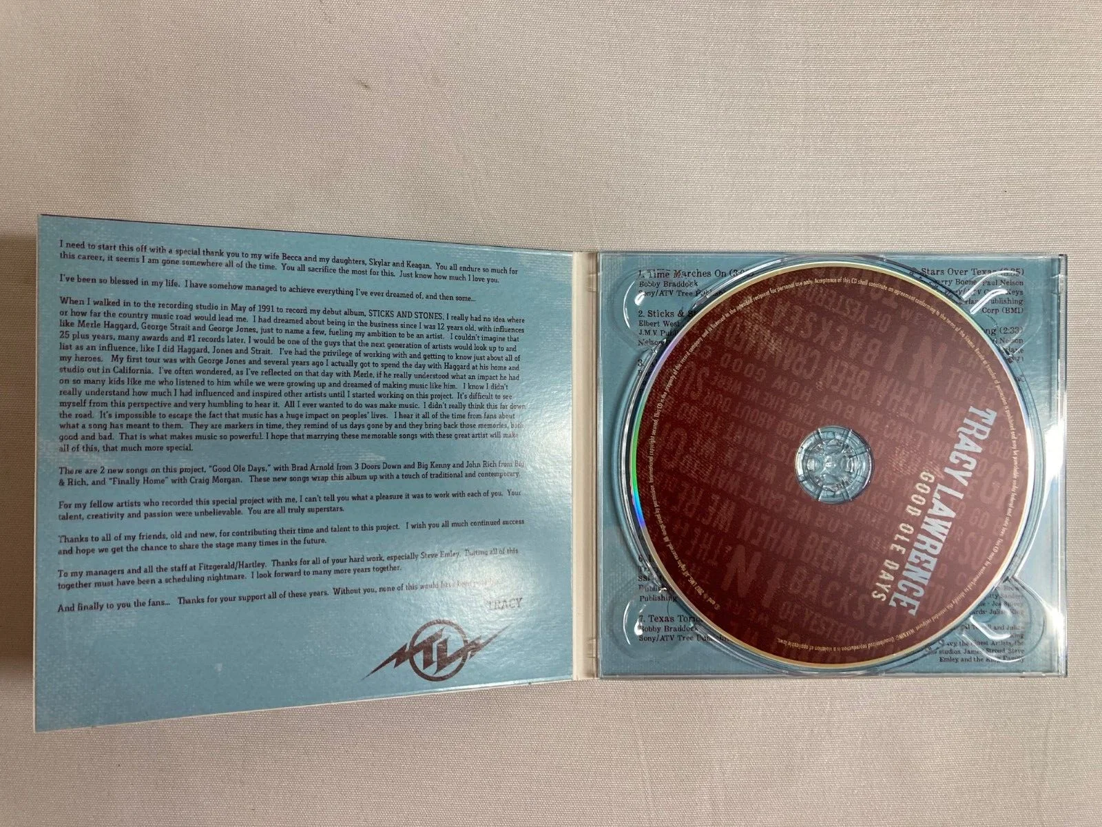 TRACY LAWRENCE GOOD OLE DAYS SIGNED/Autographed CD - No COA, изображение 3