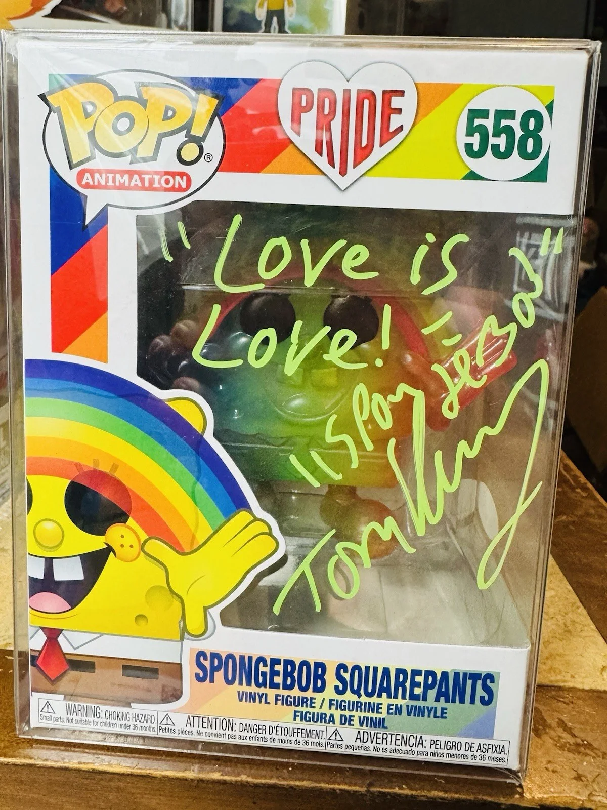 Tom Kenny — Tom Kenny Signed Funko Pop Spongebob Squarepants #558 PRIDE LOVE IS LOVE JSA COA