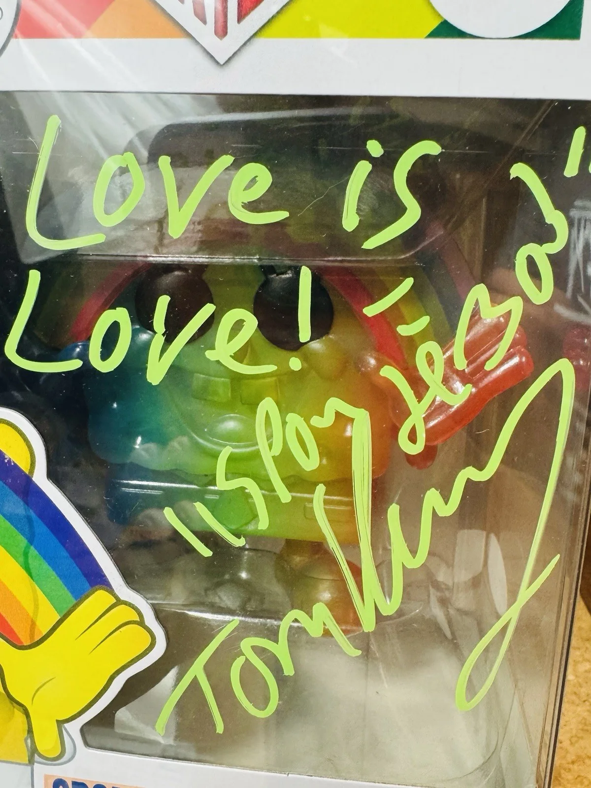 Tom Kenny — Tom Kenny Signed Funko Pop Spongebob Squarepants #558 PRIDE LOVE IS LOVE JSA COA, изображение 2