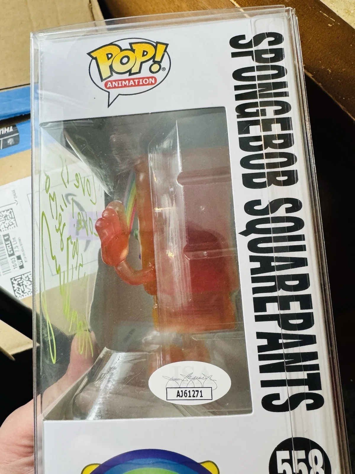 Tom Kenny — Tom Kenny Signed Funko Pop Spongebob Squarepants #558 PRIDE LOVE IS LOVE JSA COA, изображение 3