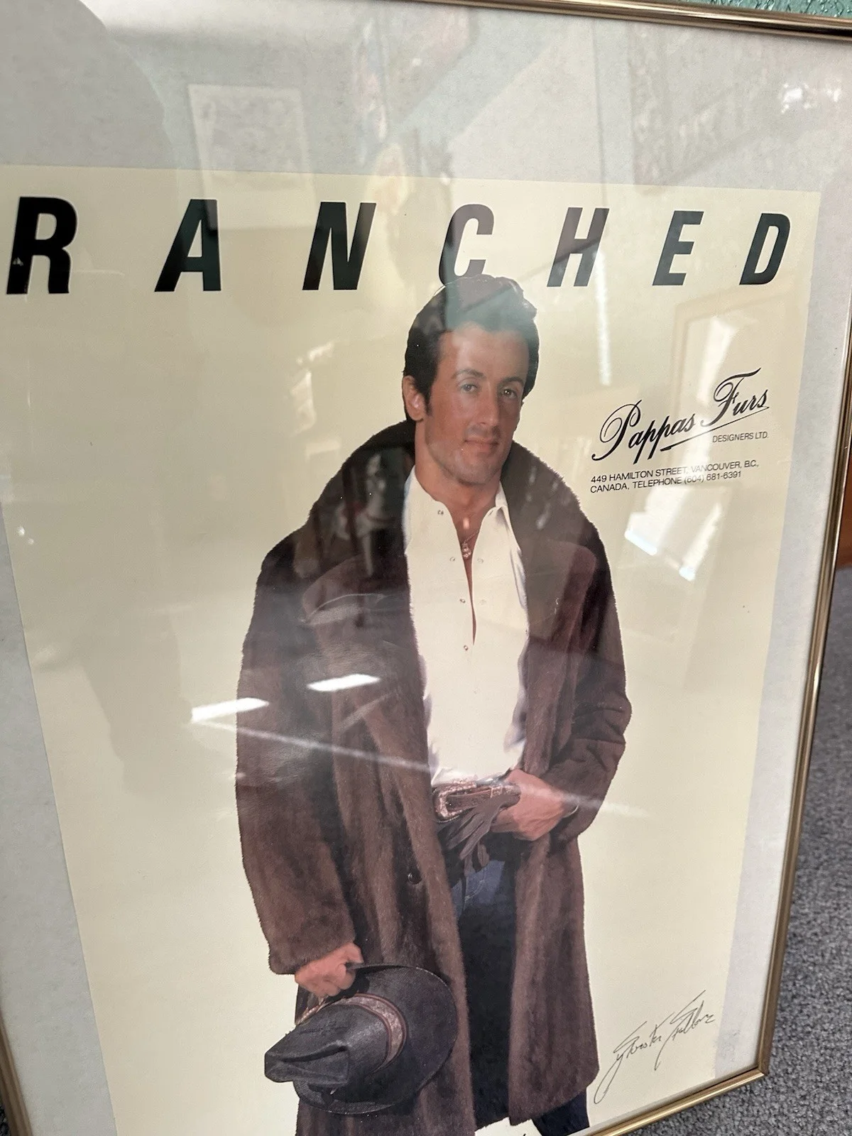 Sylvester Stallone Papa Furs Signed Poster *Extremely RARE*, image 2