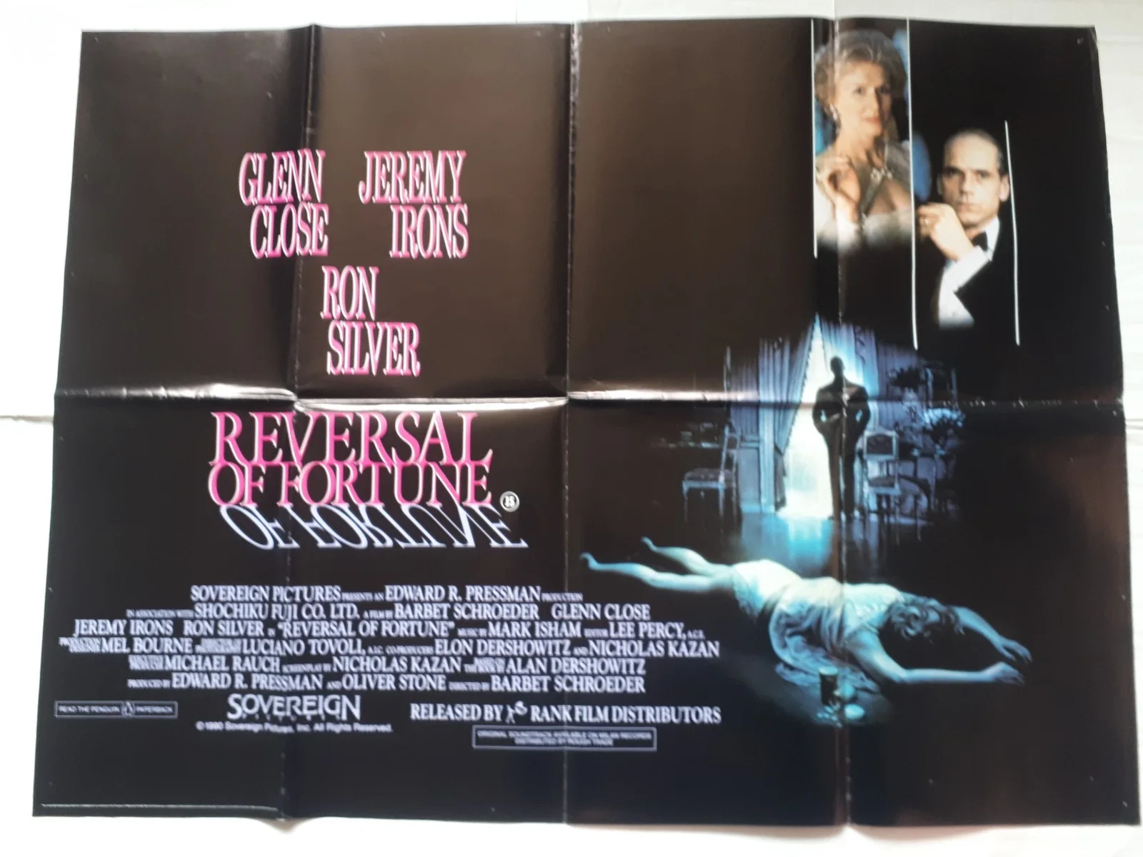 reversal of fortune 1990 ORIGINAL Poster UK Quad 30x40" 1990s glen close, изображение 2