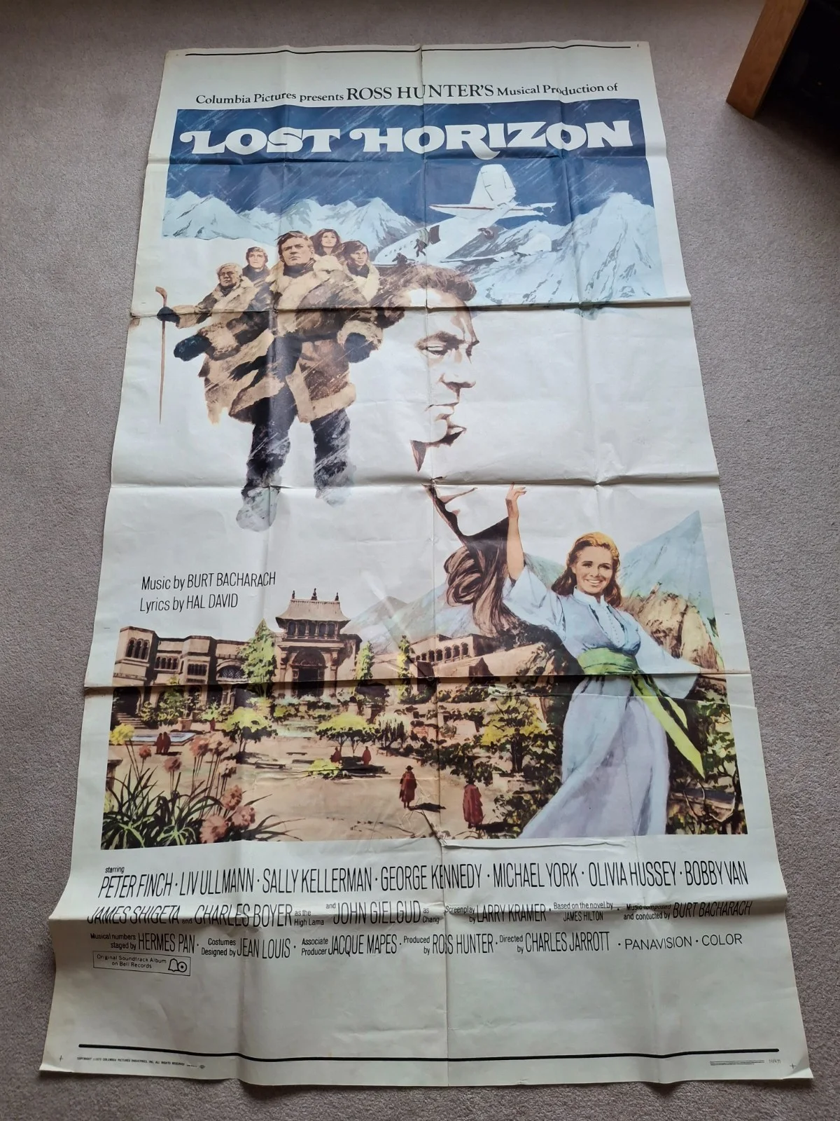 Lost Horizon Original Film Cinema Movie 3 Three Sheet Poster Peter Finch, изображение 2