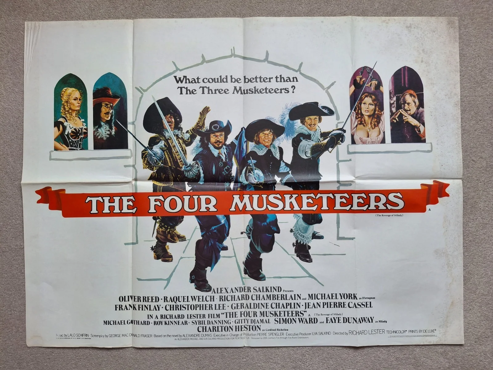 The Four Musketeers Rare Film Cinema Movie Quad Poster Oliver Reed Raquel Welch, изображение 2