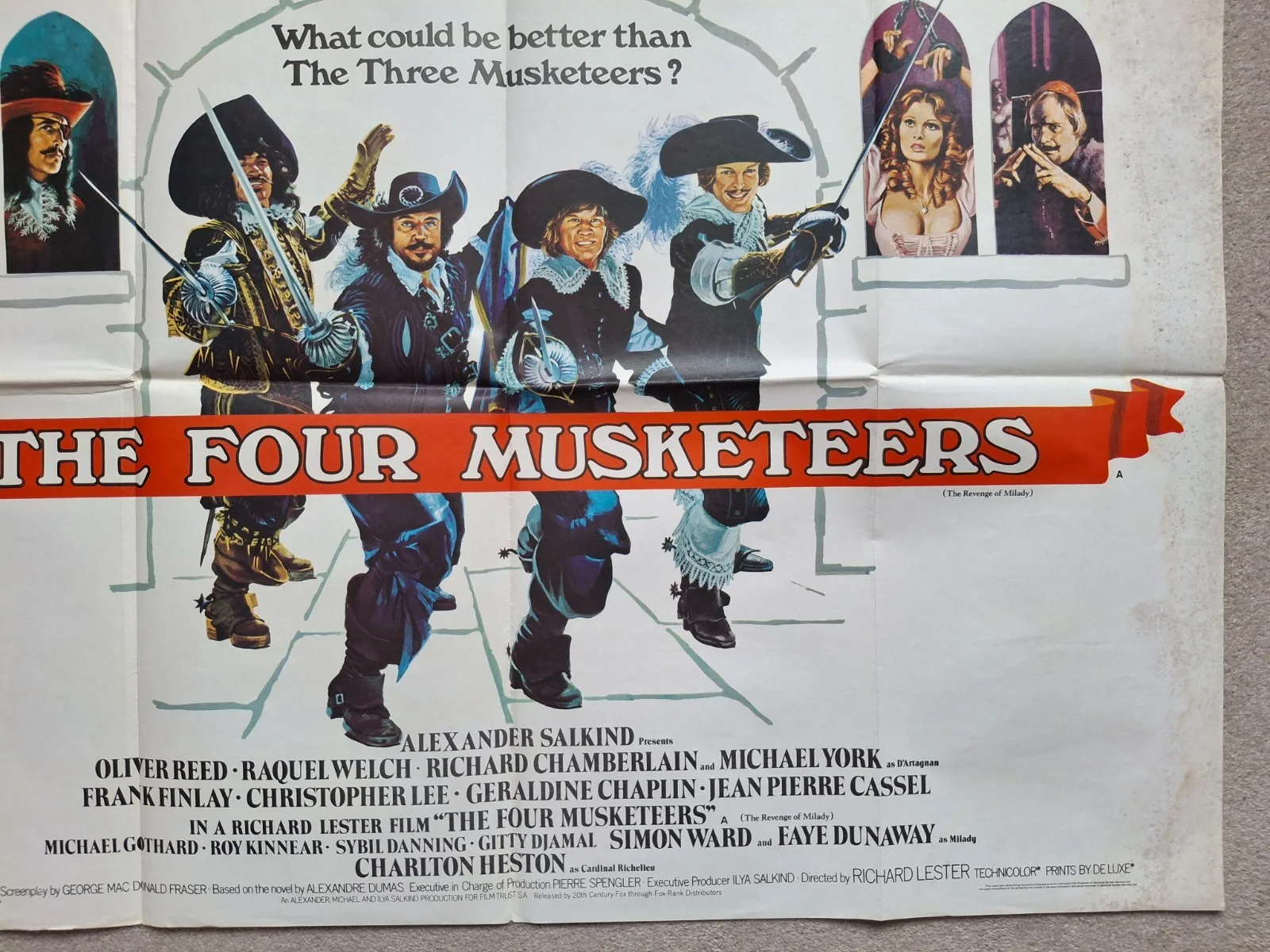 The Four Musketeers Rare Film Cinema Movie Quad Poster Oliver Reed Raquel Welch, изображение 5