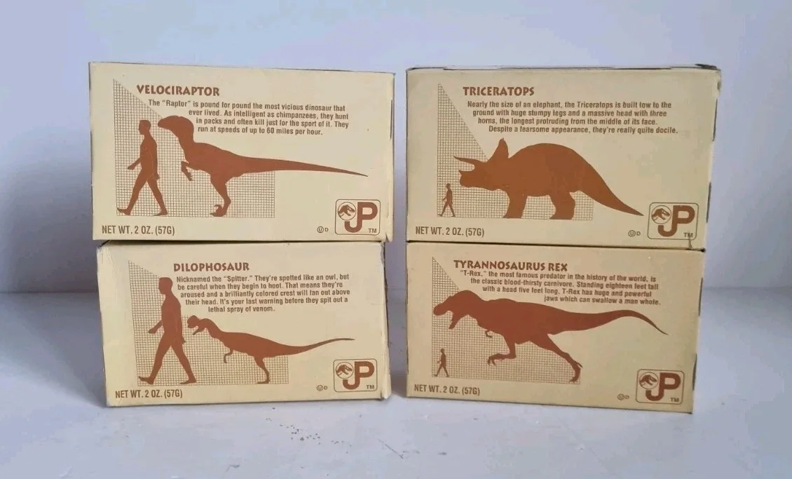 Set Of 4 Jurassic Park Dinosaur Cookies Rare Universal Studios Vintage JP 1992, изображение 3