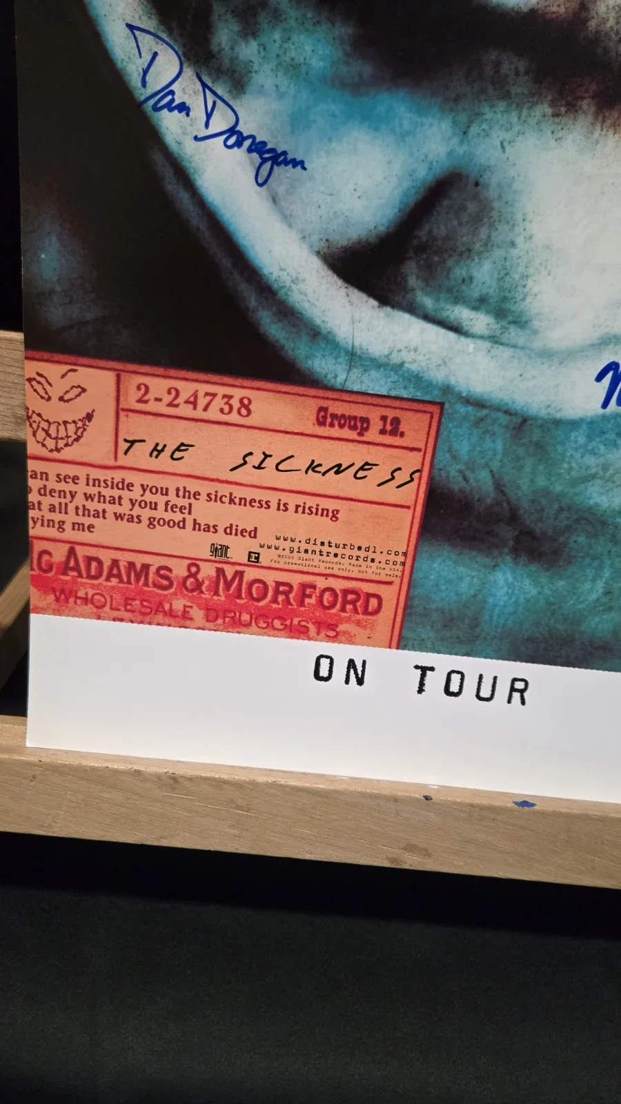 DISTURBED AUTOGRAPHED 'THE SICKNESS' ORIGINAL TOUR POSTER. Signed By Entire Band, image 2