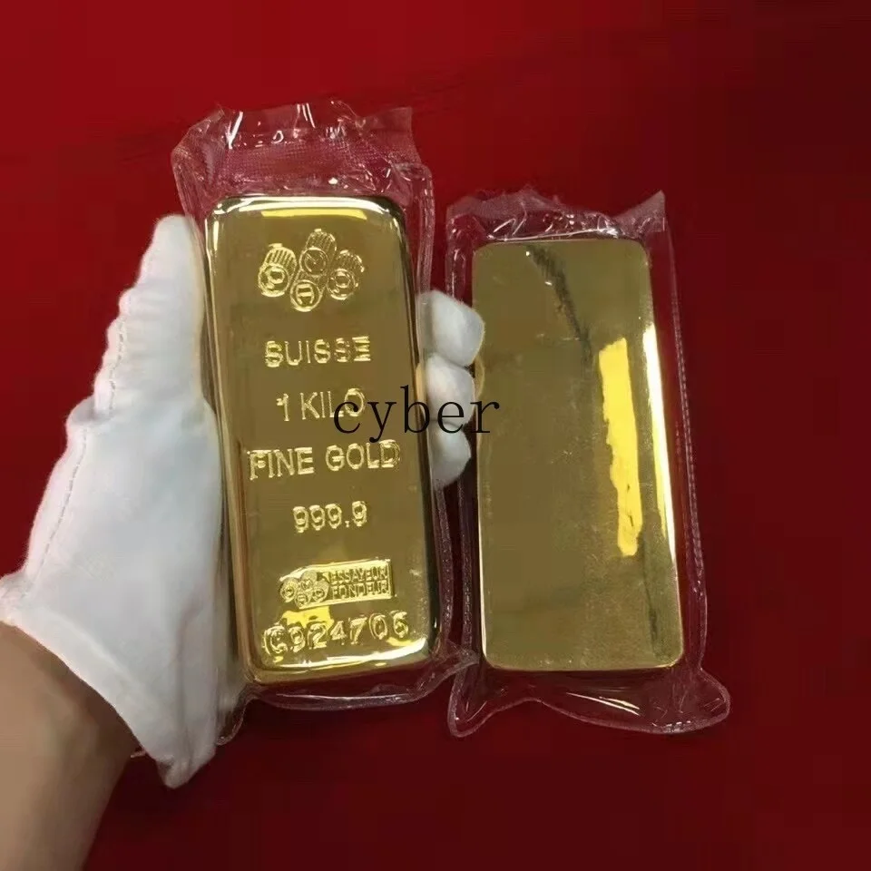 Simulated Swiss bank gold bars 1000g Film and television props, изображение 4