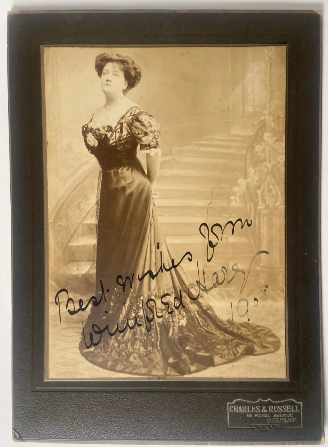 Winifred Hare-English Actress-Signed 5&1/2" x7&1/2" Cabinet Photo-Signed in 1908, изображение 3