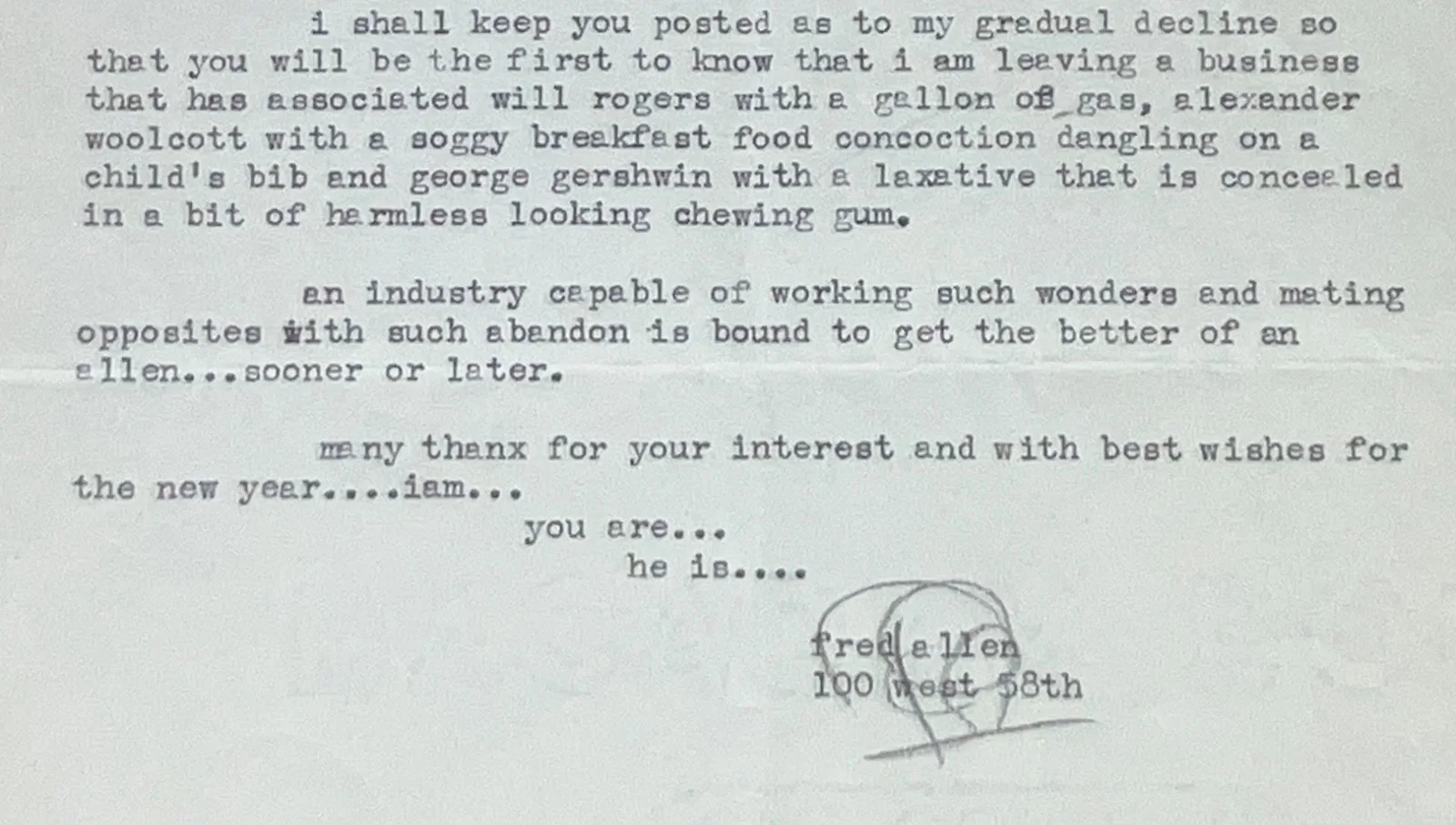Fred Allen — FRED ALLEN 1935 Signed Letters Radio Hollywood Contracts H.N. Swanson Archive CO, изображение 3