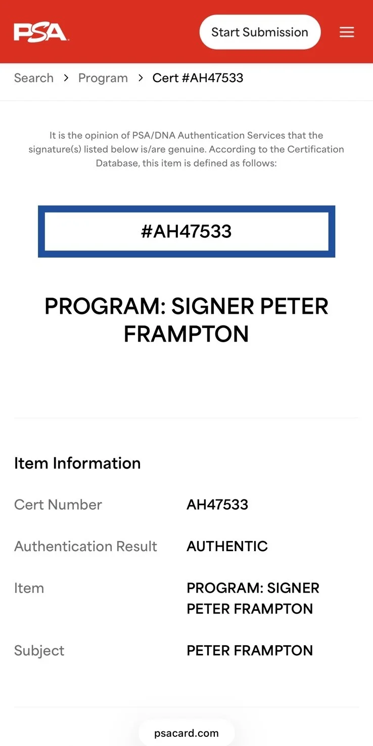 PETER FRAMPTON SIGNED FINALE THE FAREWELL TOUR PROGRAM PSA/DNA COA #AH47533, image 4