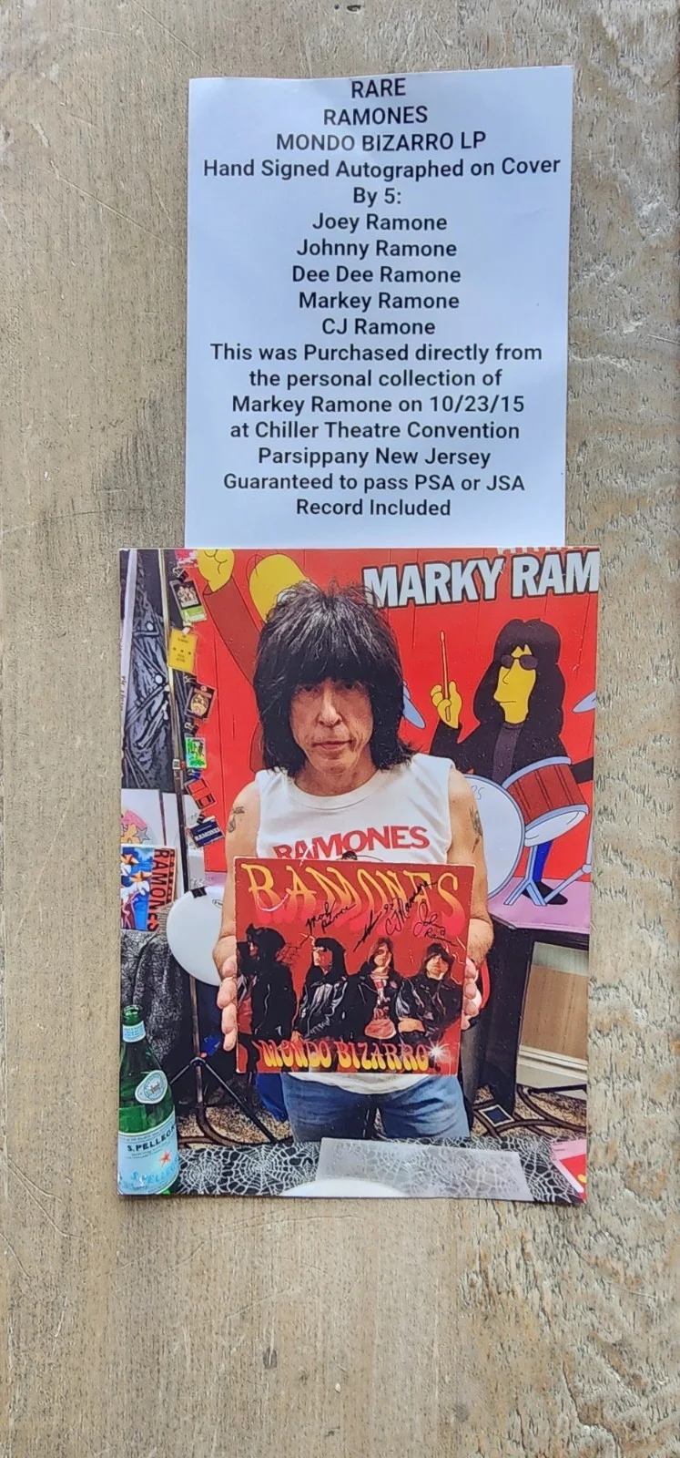 Ramones Mondo Bizarro Signed Record Cover Original Music Memorabilia, изображение 5