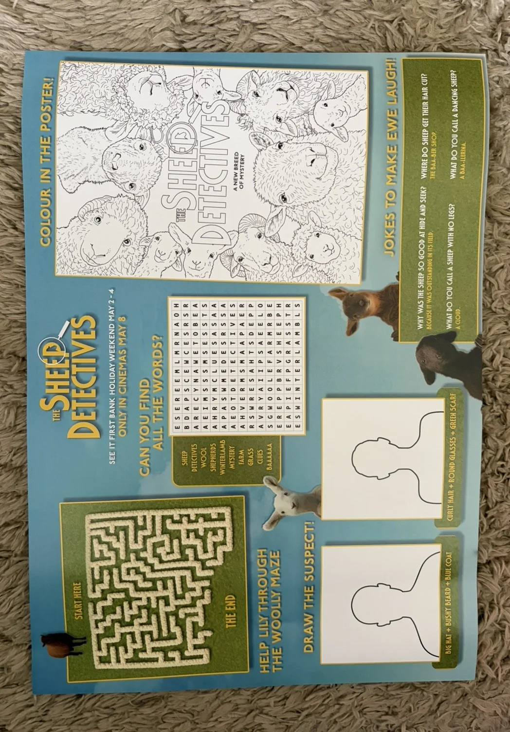 THE SHEEP DETECTIVES ODEON EXCLUSIVE A3 FILM POSTER ACTIVITY SHEET DOUBLE-SIDED, image 2