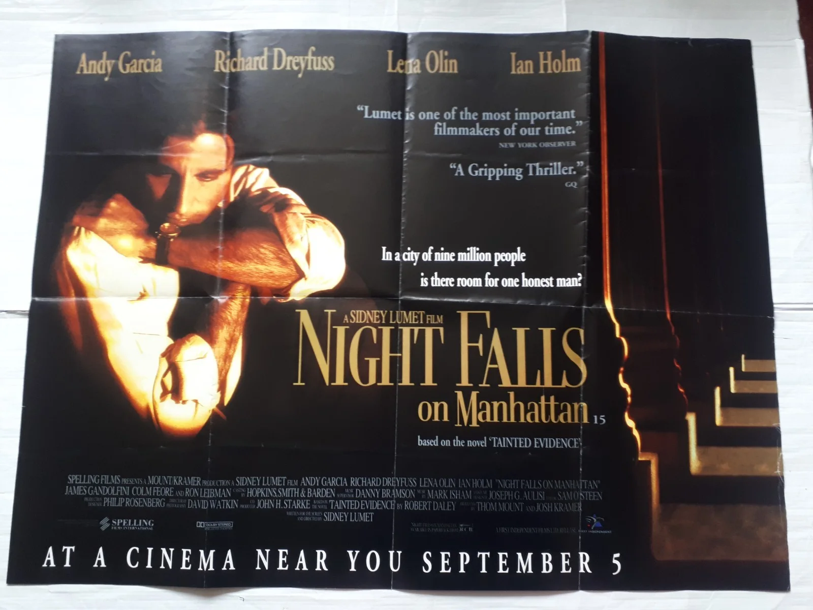 night falls on manhattan 1996 ORIGINAL Poster UK Quad 30x40" 1990s andy garcia, изображение 2
