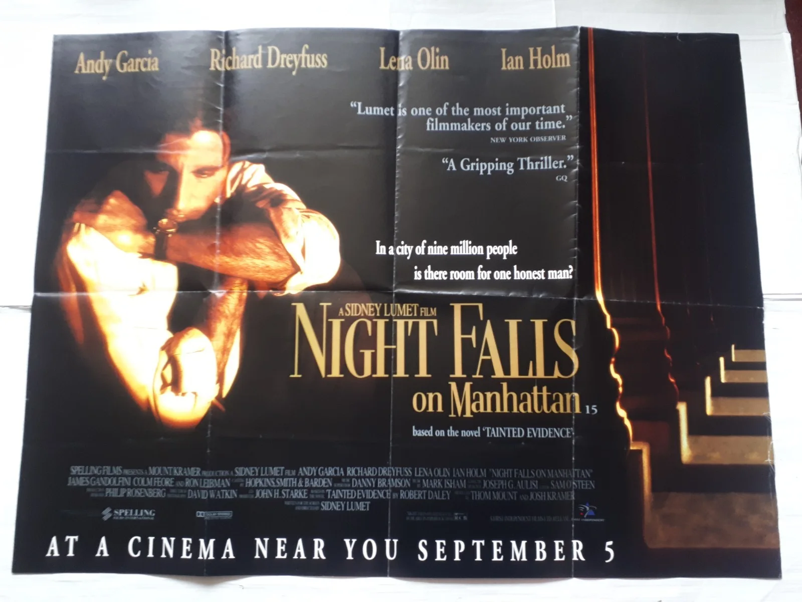 night falls on manhattan 1996 ORIGINAL Poster UK Quad 30x40" 1990s andy garcia, изображение 3
