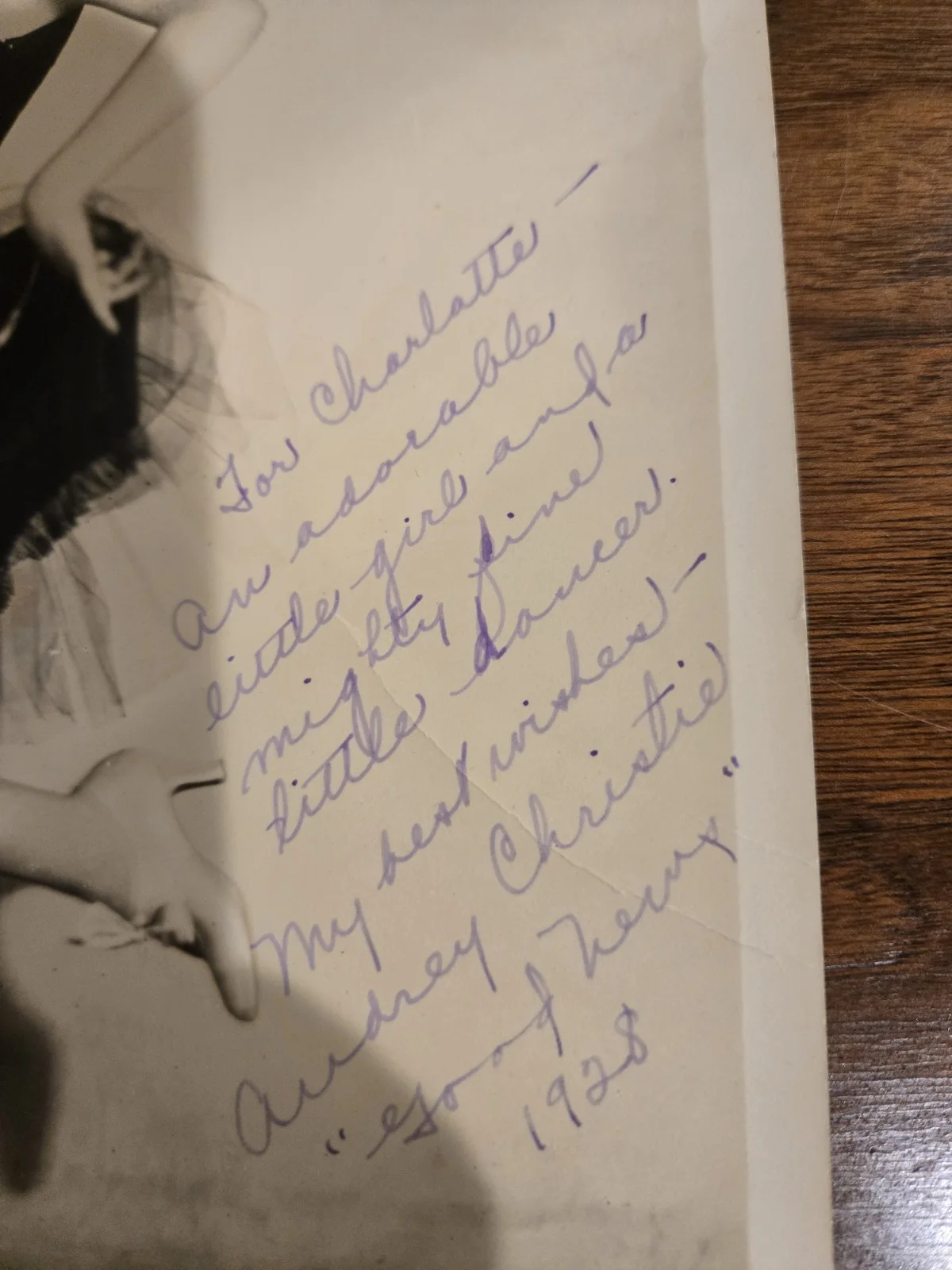 Silent Movies Star Audrey Christie Autographed Photo Dated 1928, изображение 2