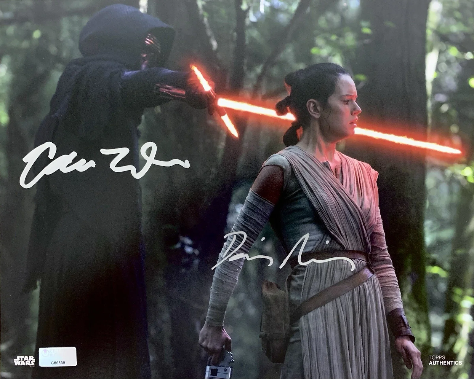 Adam Driver and Daisy Ridley — Adam Driver and Daisy Ridley Signed Star Wars 8x10 Photo - Beckett & CA Cert (A)