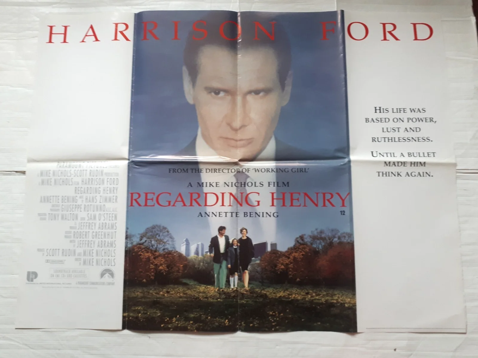 regarding henry 1991 ORIGINAL Poster UK Quad 30x40" 1990s harrison ford jj abram, изображение 2