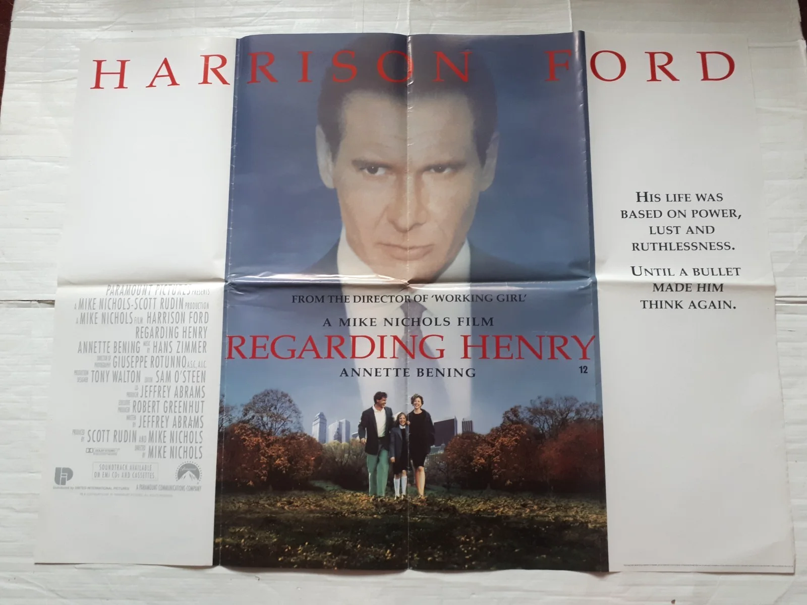 regarding henry 1991 ORIGINAL Poster UK Quad 30x40" 1990s harrison ford jj abram, изображение 3