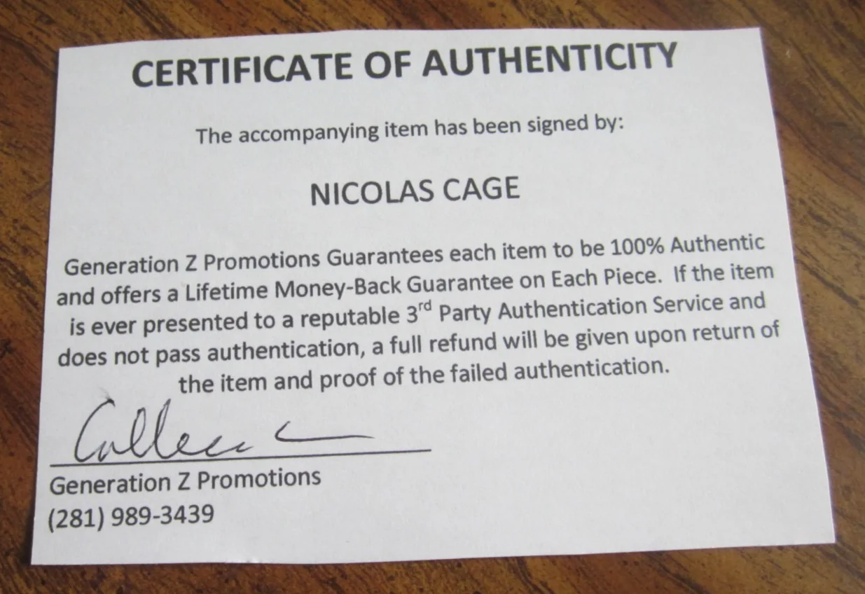 Nicolas Cage — Nicolas Cage Actor Autographed Signed 8X10 Photo "Ghost Rider" Johnny Blaze, изображение 3