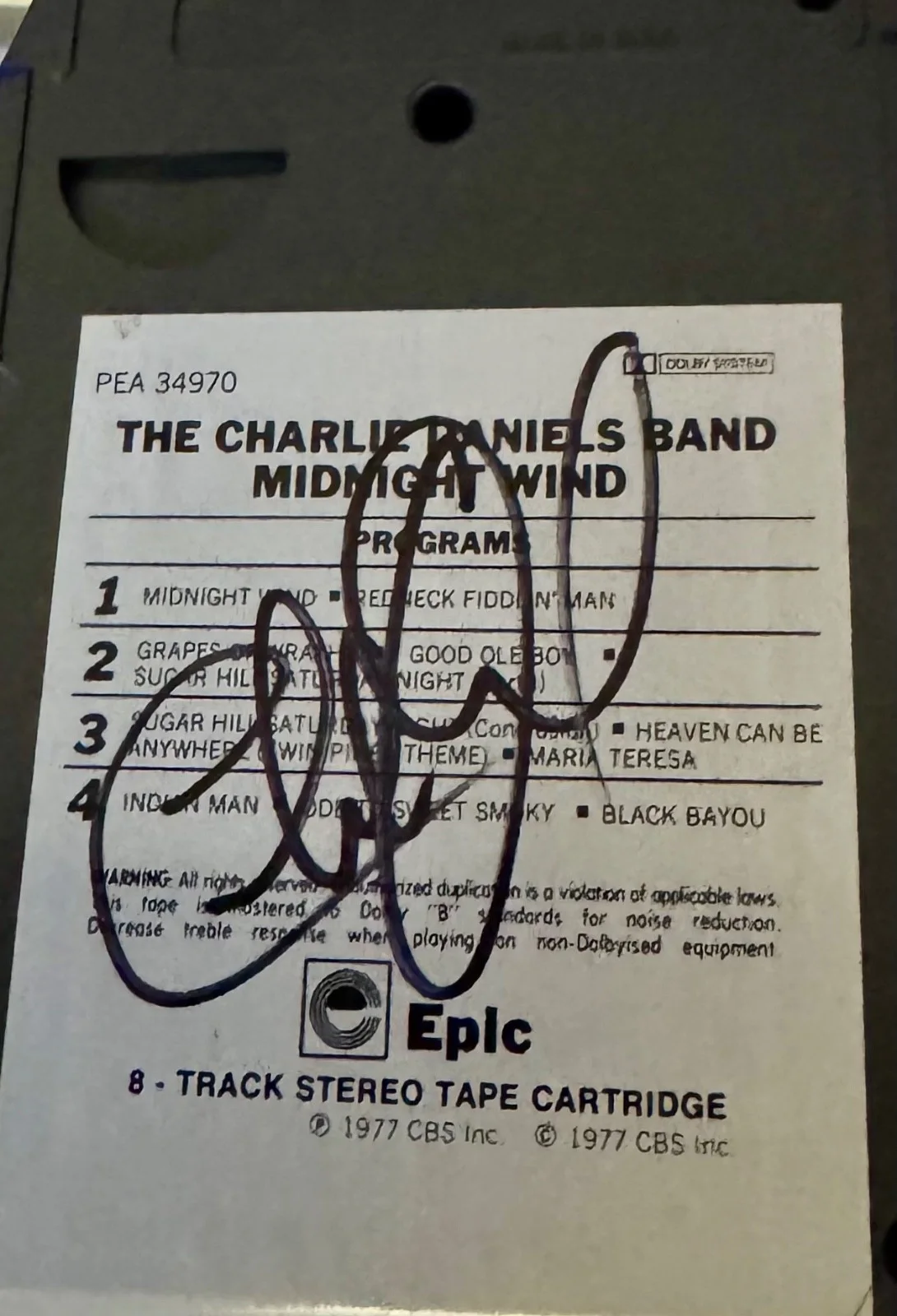 Charlie Daniels autographs 8 track and rare 45, image 2