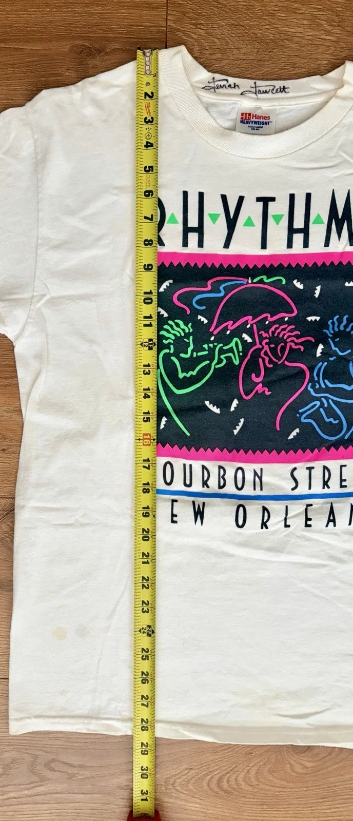 FARRAH FAWCETT SIGNED 90s T-SHIRT RYTHEMS BOURBON STREET NEW ORLEANS w/COA, изображение 5