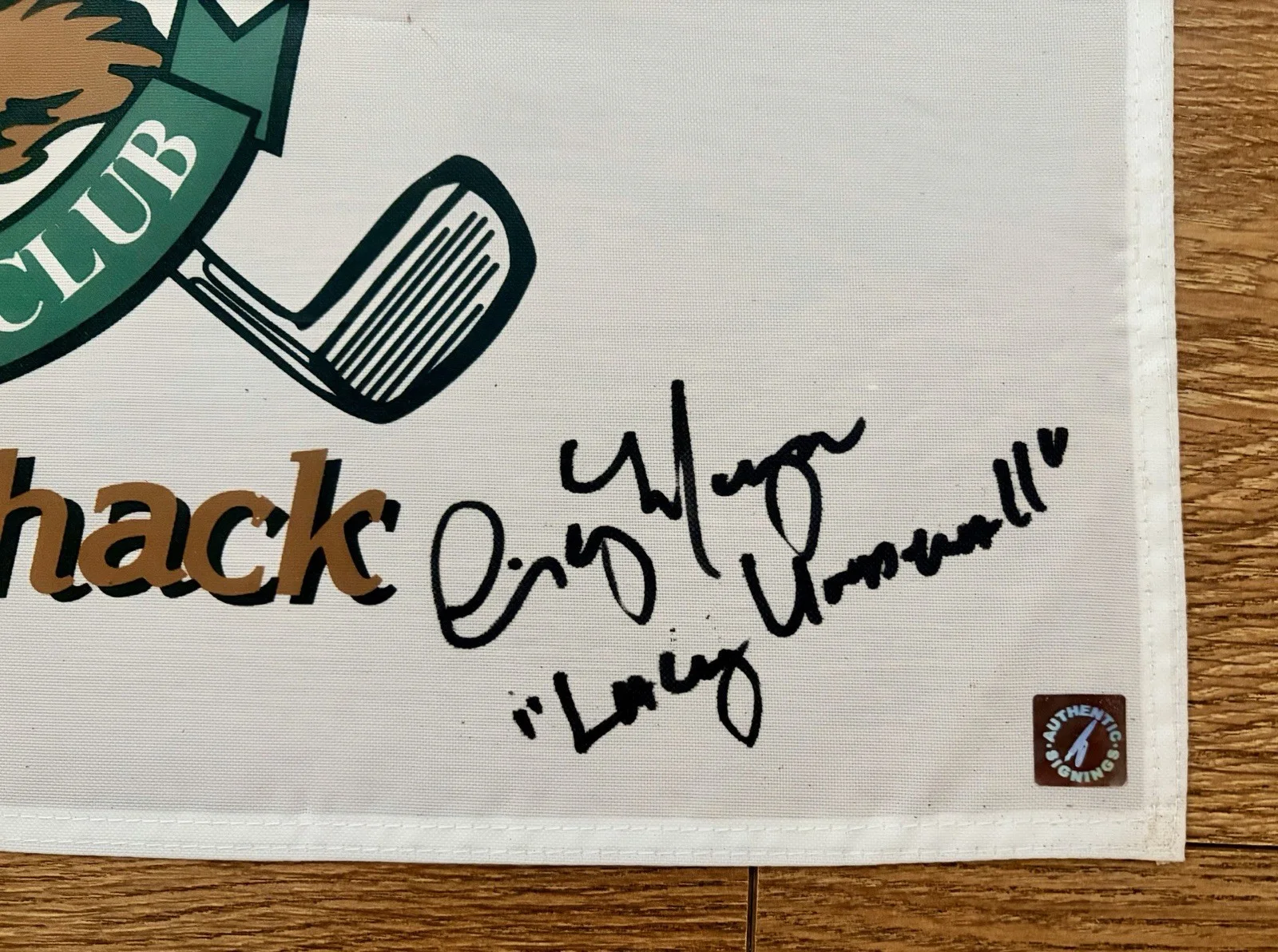 Michael O’Keefe And Cindy Morgan Autographed Caddyshack Flag Authentic Signings, image 4