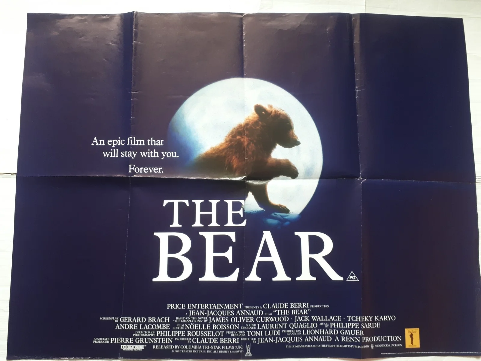 the bear 1988 ORIGINAL Poster UK Quad 30x40" 1980s L'Ours french, изображение 2