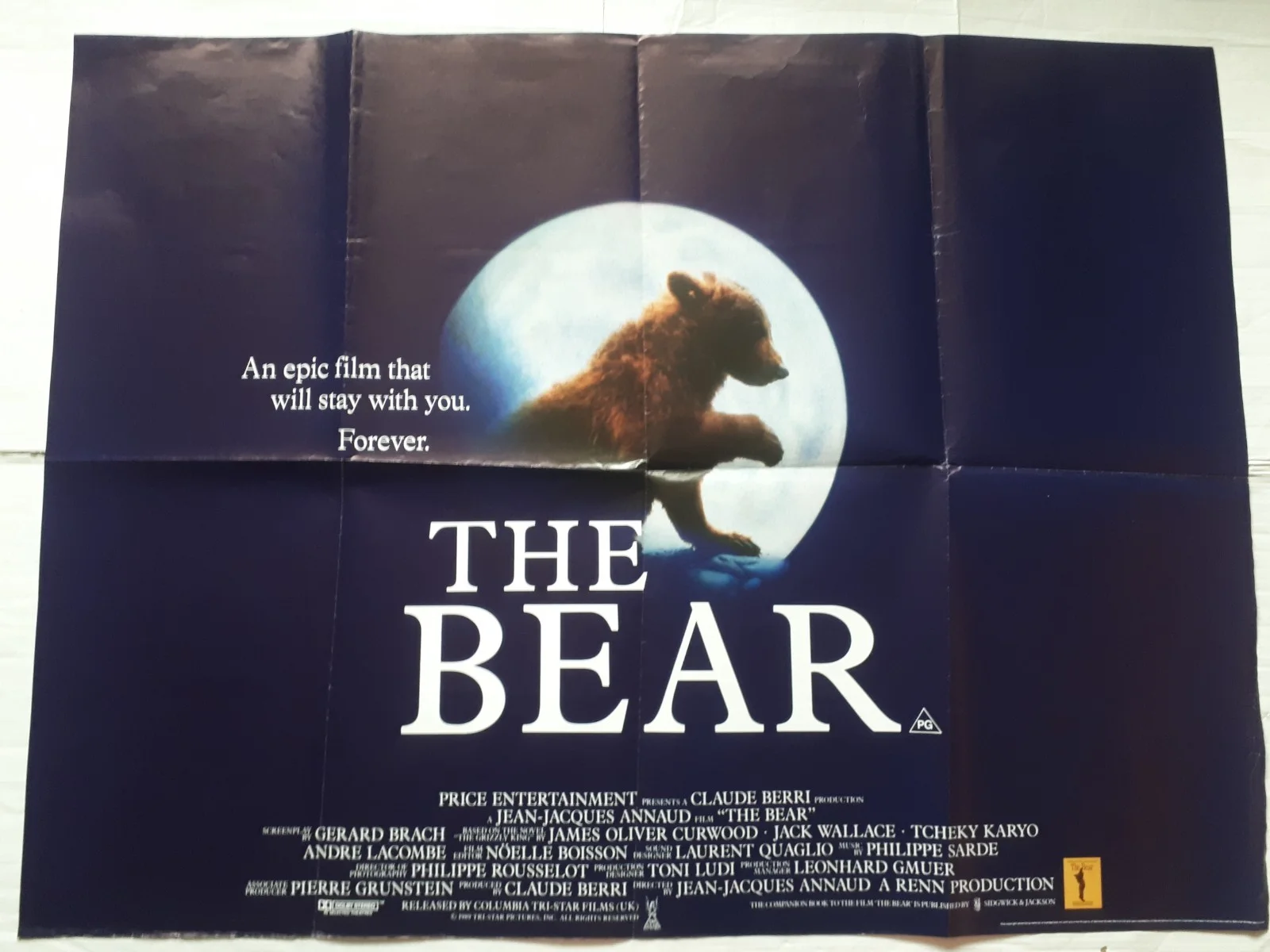 the bear 1988 ORIGINAL Poster UK Quad 30x40" 1980s L'Ours french, изображение 3