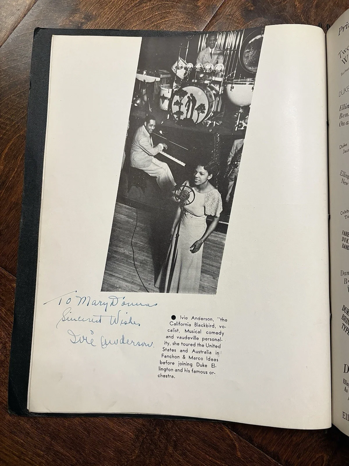 Duke Ellington & Ivie Anderson Signed Orchestra Program Book Beckett LOA RARE, изображение 4