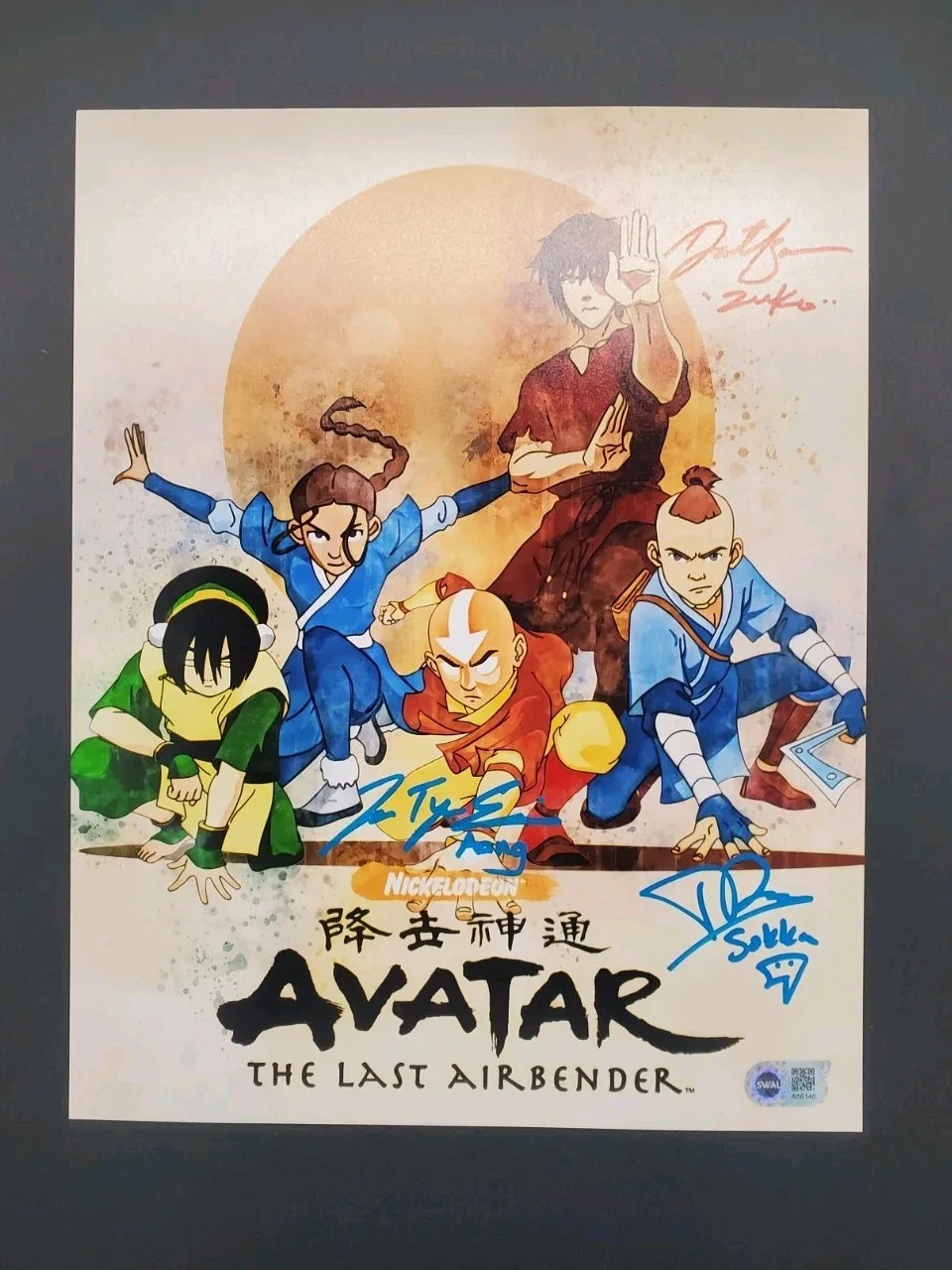 Jack De Sena, Dante Basco, Zack Tyler Eisen — Avatar The Last Airbender 11X14 3X Cast Signed Sokka Aang Zuko Voice Actor Auto, image 2