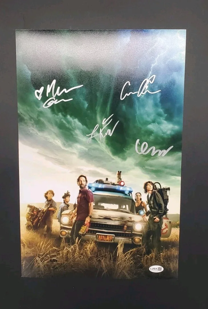 Finn Wolfhard, Mckenna Grace, Celestre O'Connor, Logan Kim — Ghostbusters Afterlife 4X CAST SIGNED 11x17 Photo JSA Wolfhard Grace Kim Oconner