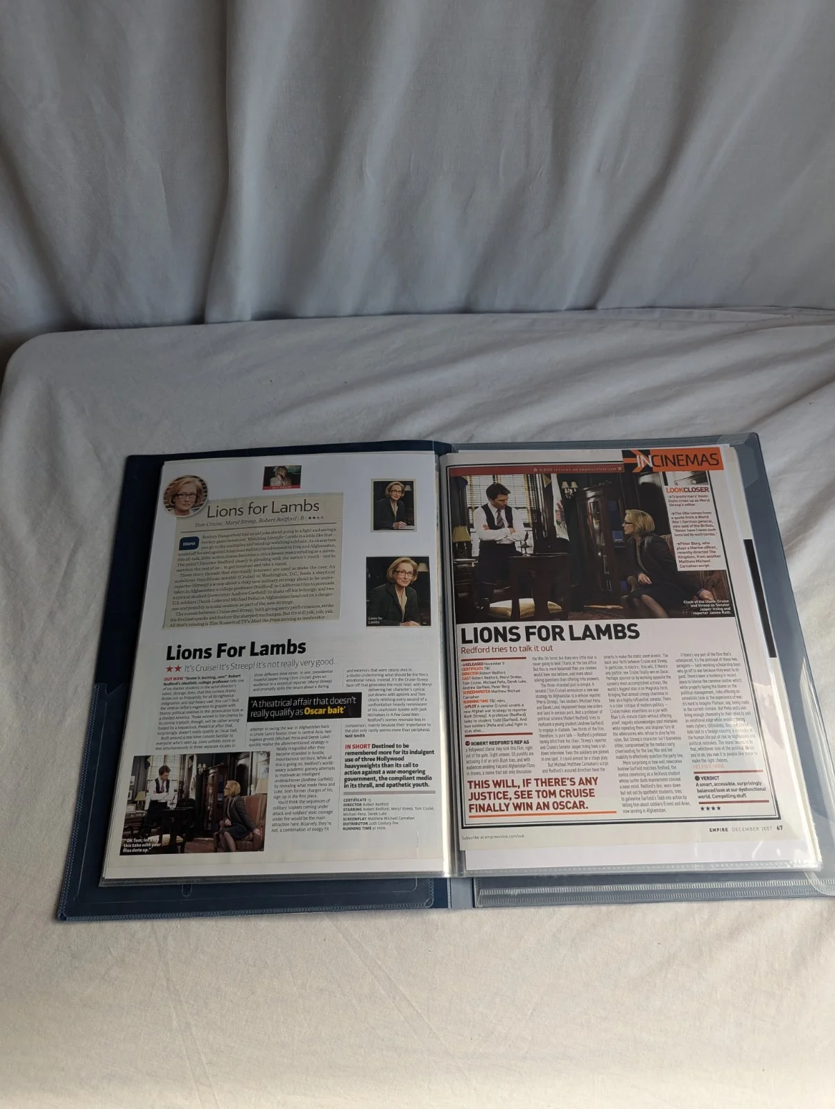 Lions For Lambs Film Memorabilia Archive Meryl Streep Photos Articles Tom Cruise, изображение 2