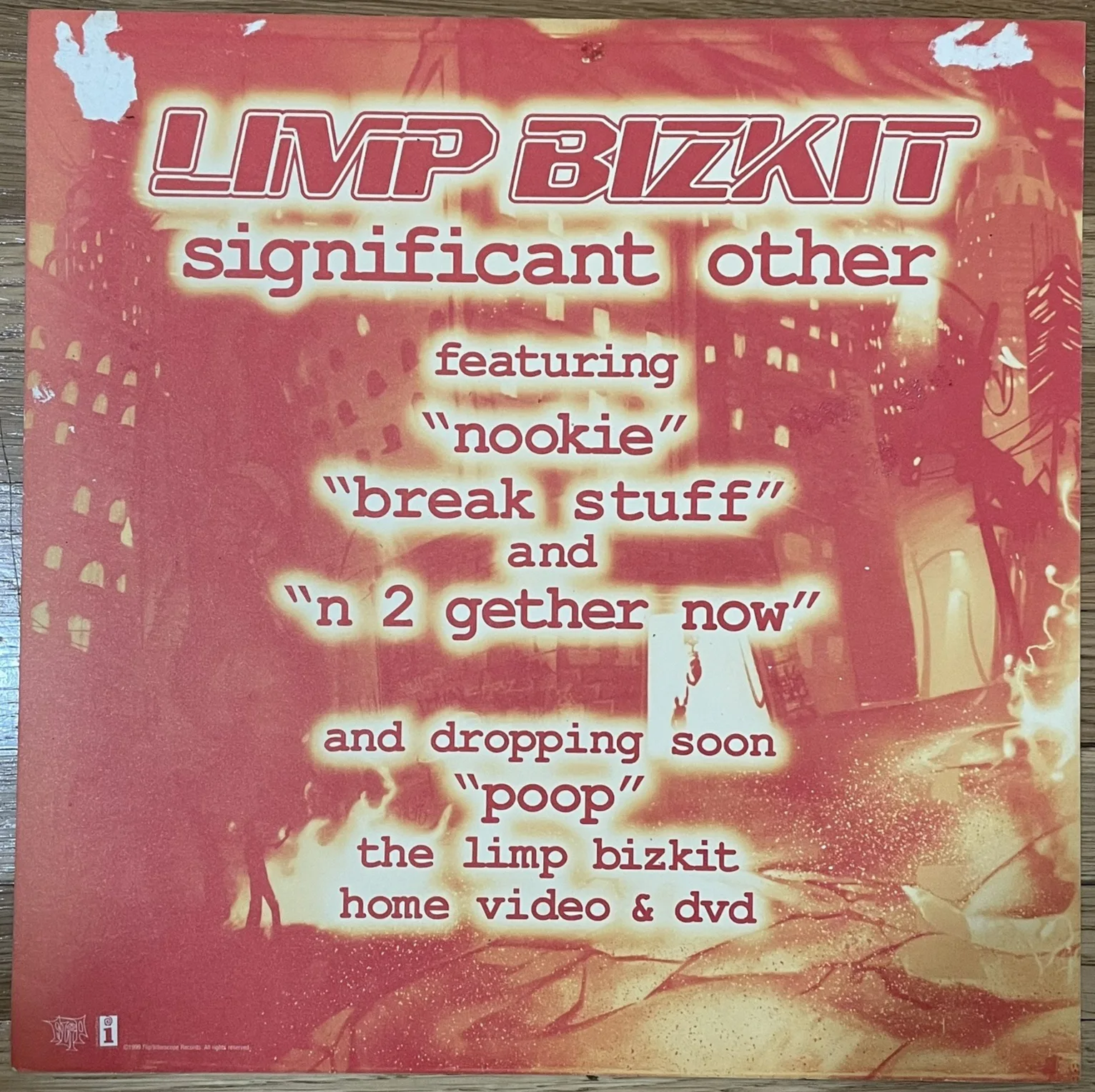 Limp Bizkit Significant Other Album Cover Double sided Promo Poster 12 x 12 Card, изображение 2
