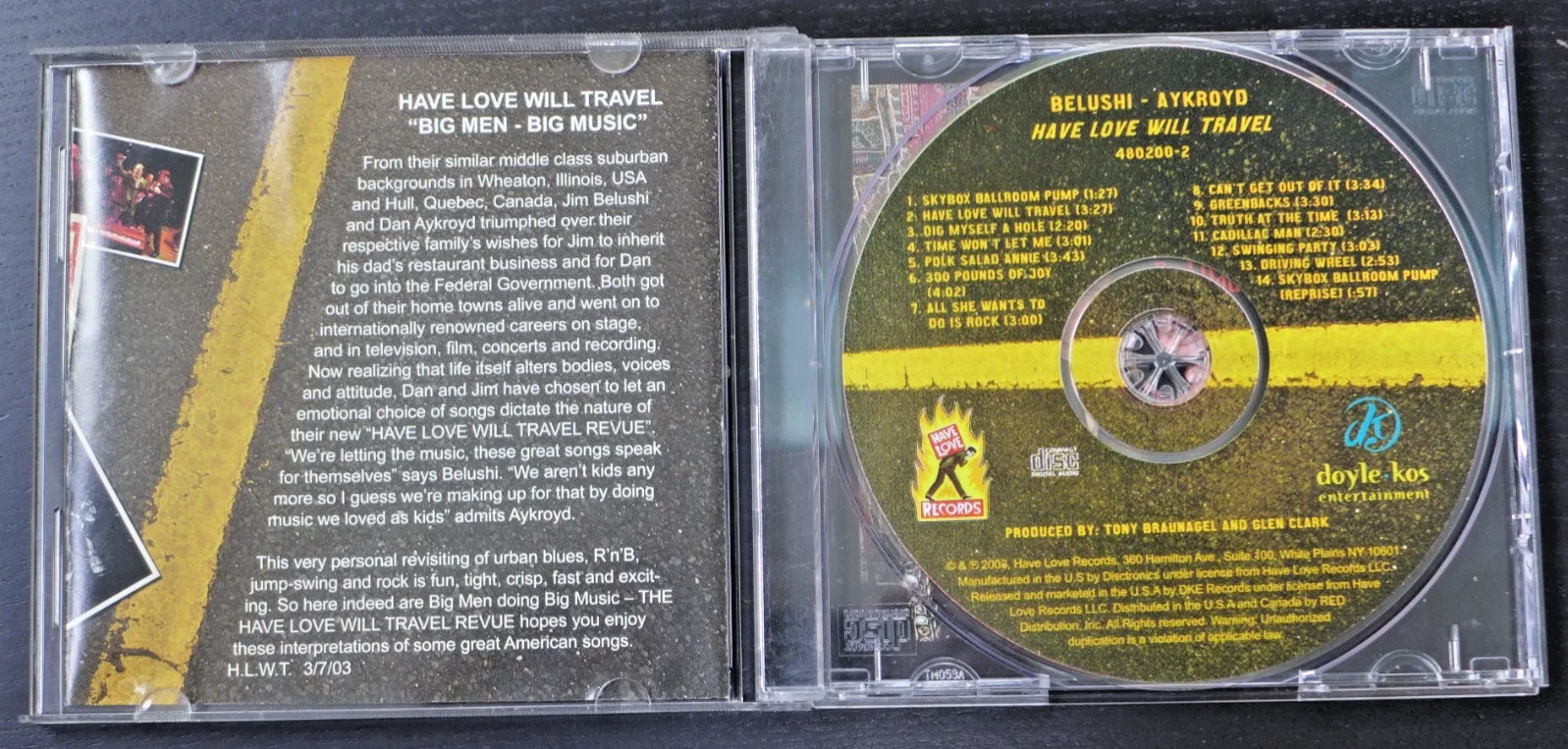 JIM BELUSHI DAN AYKROYD AUTOGRAPHED HAVE LOVE WILL TRAVEL SIGNED CD BOOKLET +, изображение 2