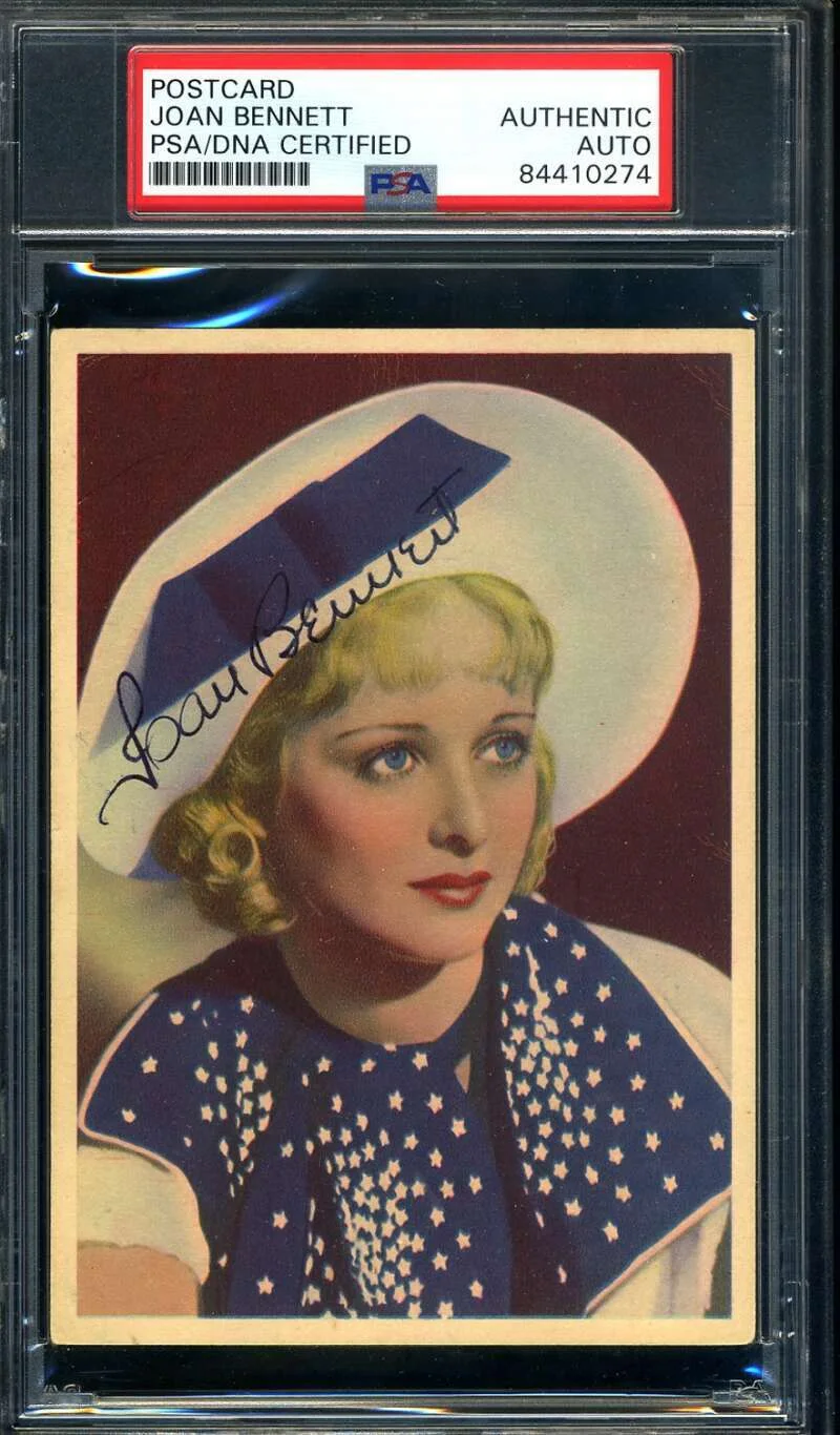 Joan Bennett — Joan Bennett PSA DNA Coa Signed Vintage 1940`s Postcard Autograph